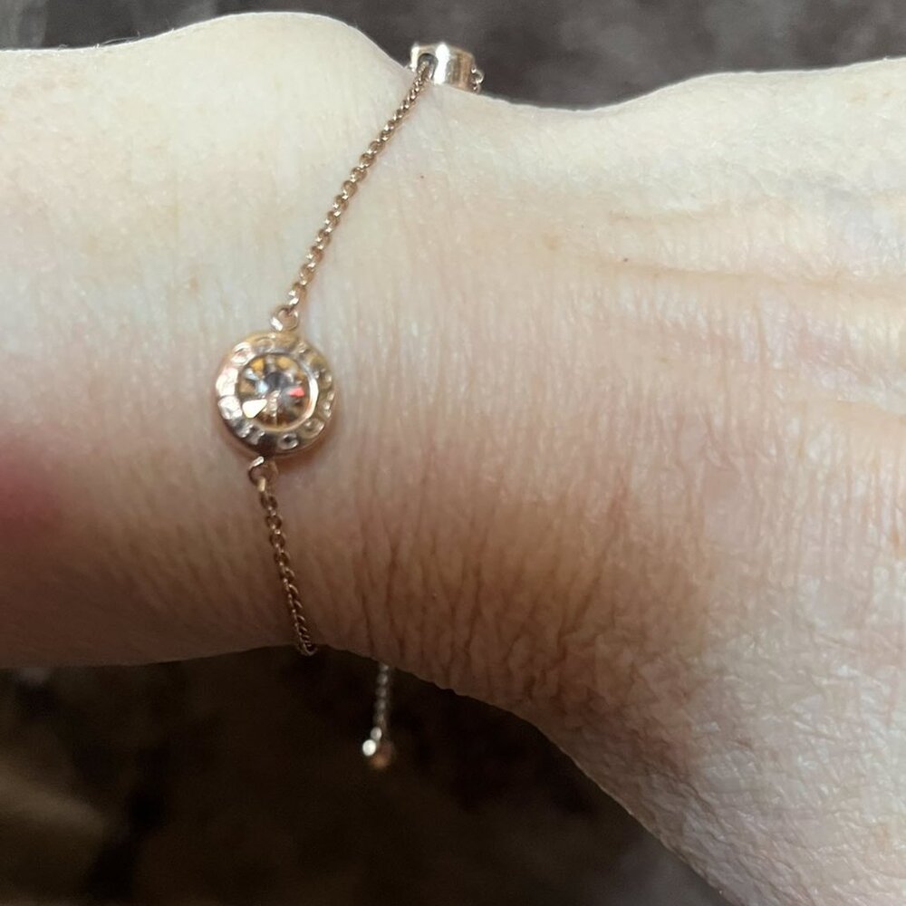 Authentic Coach Open Circle Rhinestone Slider Bracelet – Rose Gold - Picture 7 of 8